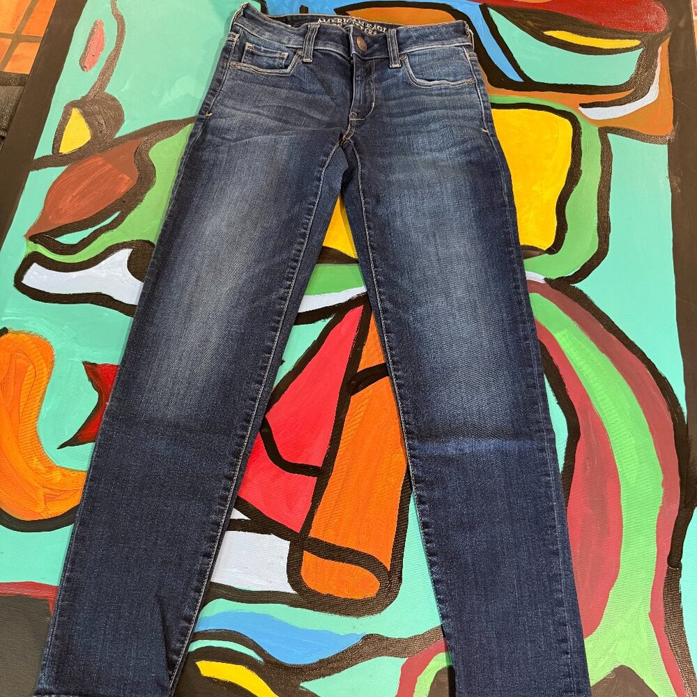 American Eagle Super Stretch Skinny Jeans Size 0 Comfy Y2K Vibes Capsule Soft